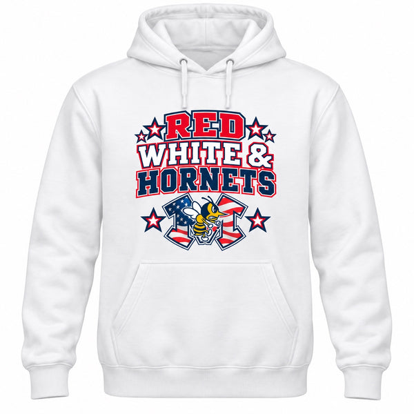 Red White & Hornets Americana fundraiser hoodie in white