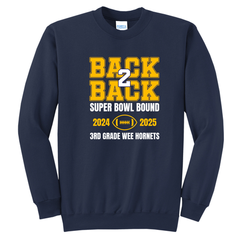 3rd Grade Back 2 Back Super Bowl Bound Crewneck Sweatshirt