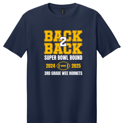 3rd Grade Back 2 Back Super Bowl Bound Tee