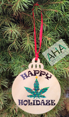 Happy Holidaze Wooden Ornament