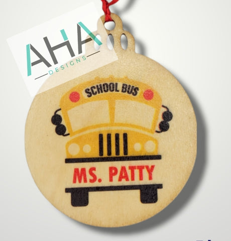 Personalized Wooden Bus Driver Ornament