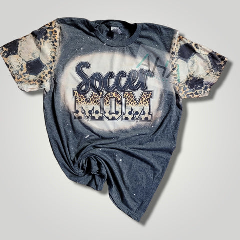 Bleached 'Soccer Mom' tee with leopard soccer sleeves