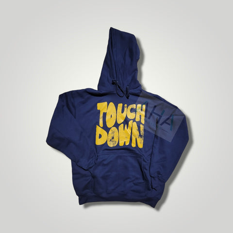 TOUCHDOWN Distressed Navy Hooded Sweatshirt Hoodie