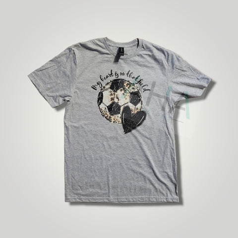 My Heart Is On That Field Gray Soccer Tee
