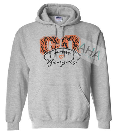 Go Bengals Tiger Stripe Gray Hoodie
