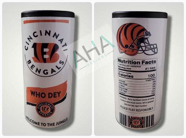 Skinny Stainless Steel Bengals Can Cooler Tumbler