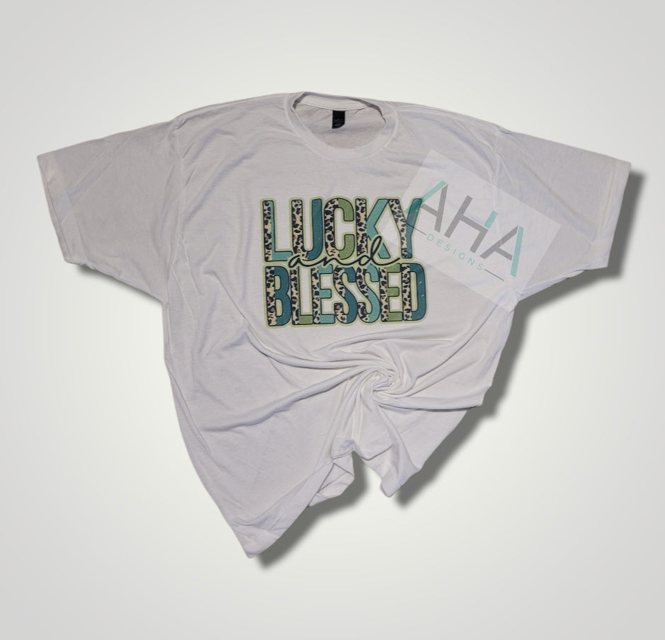 'Lucky & Blessed' white tee