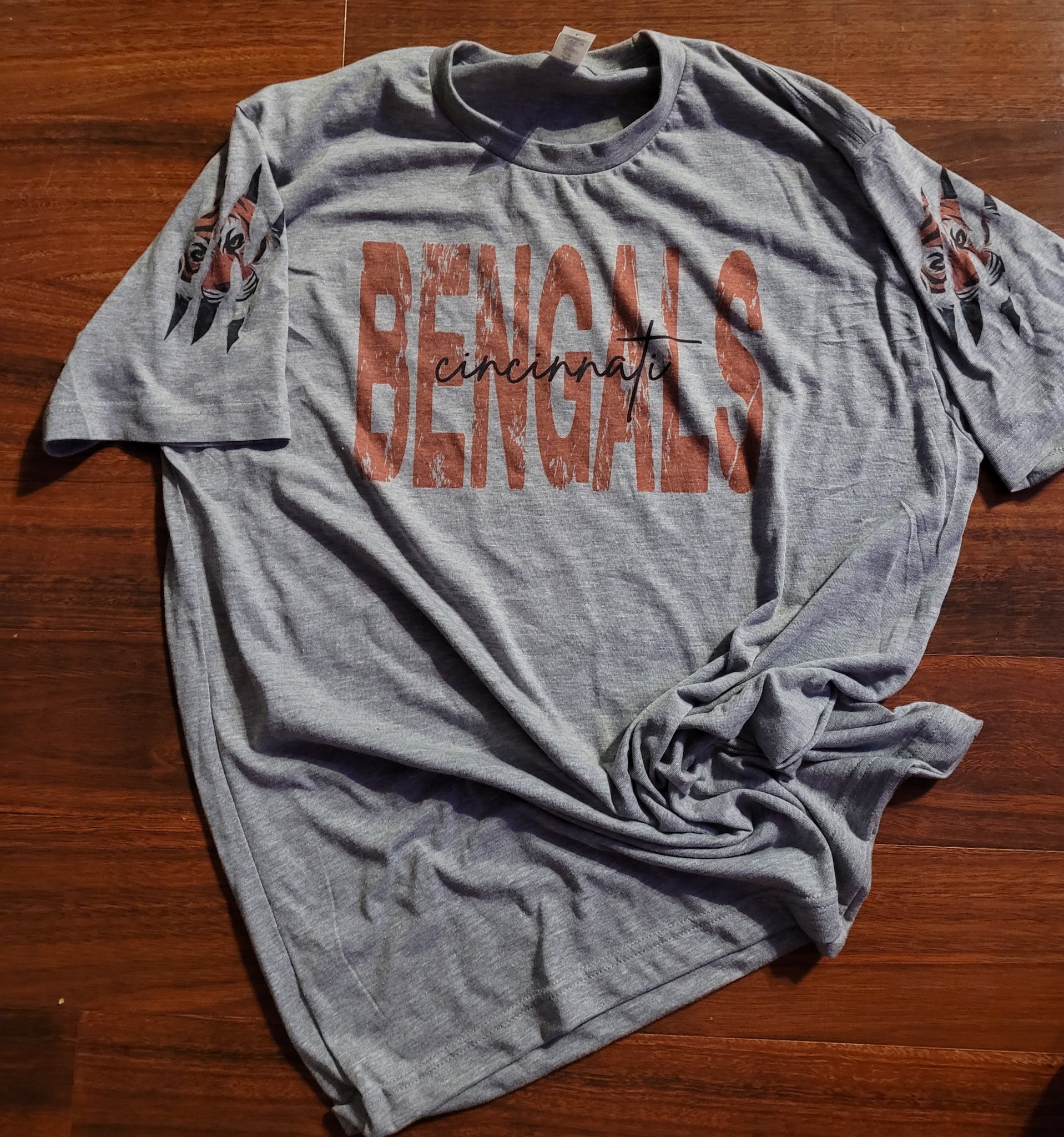 Large Bengals Tee with tiger sleeves