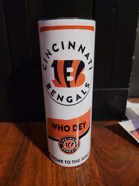 Bengals 20oz tumbler with lid and straw