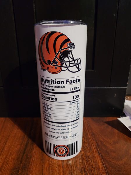 Bengals 20oz tumbler with lid and straw