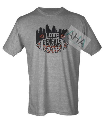 Love Bengals Gray Tee