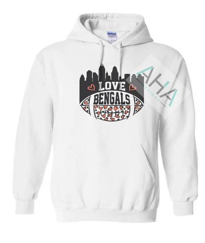 Love Bengals White  Hoodie
