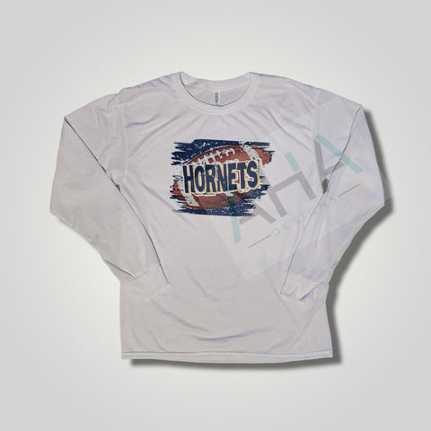 Long sleeve Distressed Hornets Football tee