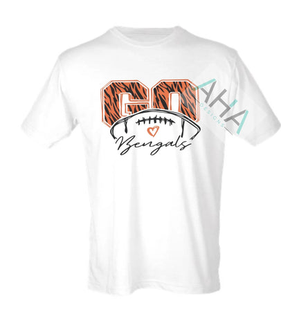 Go Bengals Tiger Stripe White Tee