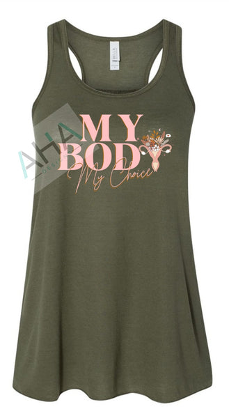 My Body My Choice Flowy Racerbank Tank