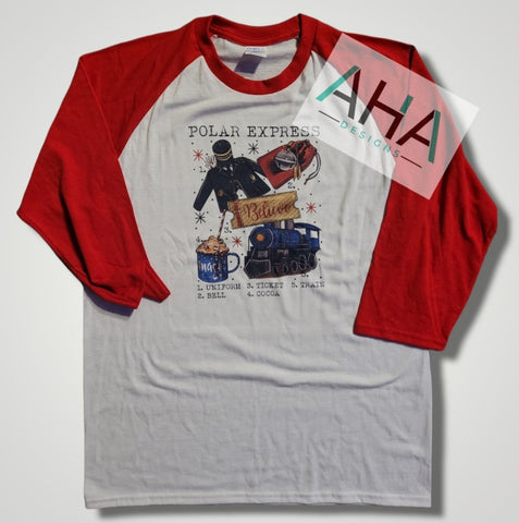 Polar Express 3/4 sleeve baseball tee