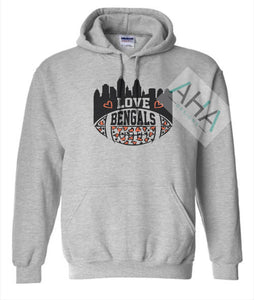 Love Bengals Gray Hoodie