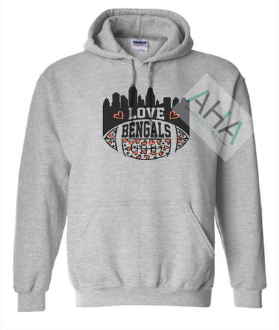 Love Bengals Gray Hoodie