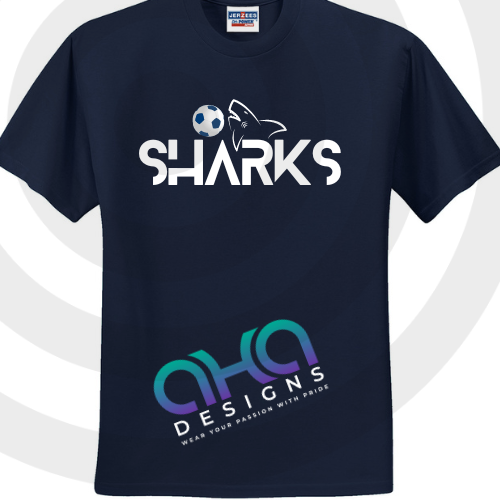 Navy Sharks Soccer Tee