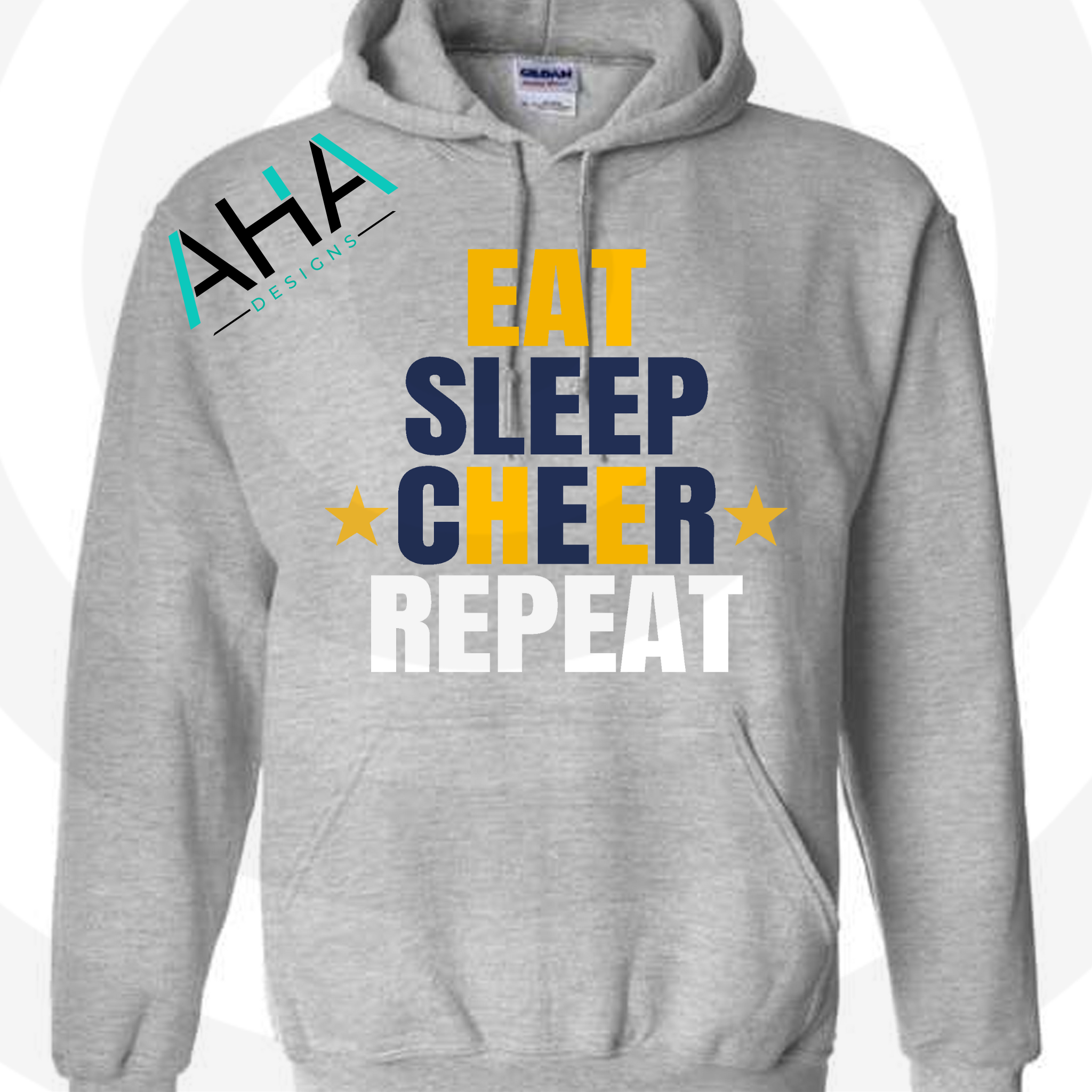 Eat Sleep Cheer Repeat Gray Hoodie