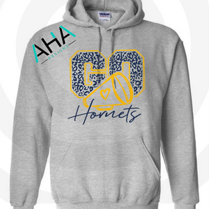 Go Hornets Leopard Cheer Gray Hoodie