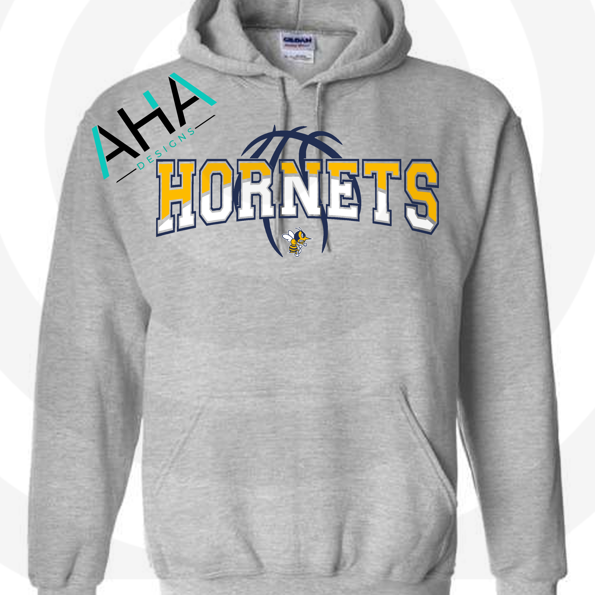 Hornets Basketball Two Color Gray Hoodie