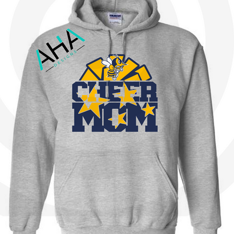 Cheer Mom Stars Pom Gray Hoodie