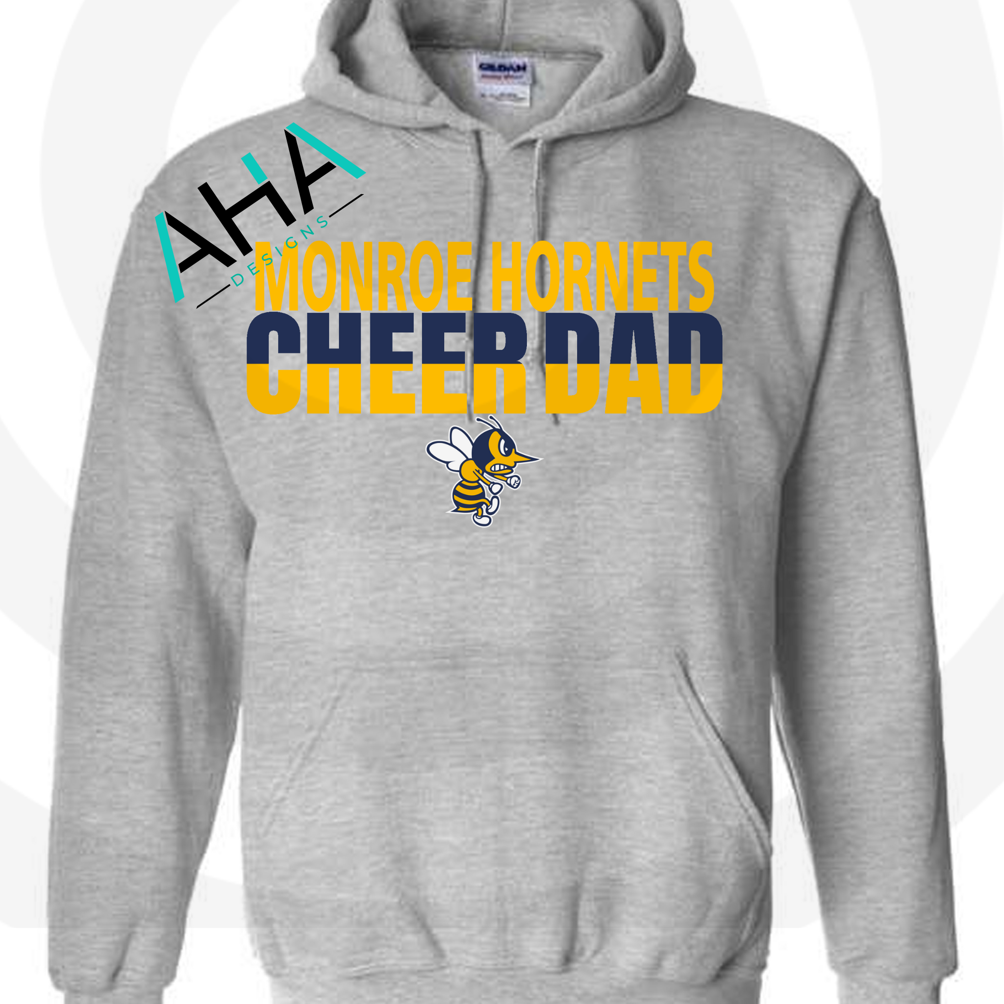 Monroe Hornets Cheer Dad Two Color Gray Hoodie