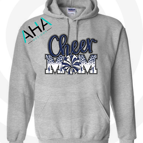 Cheer Mom Leopard Cheer Gray Hoodie