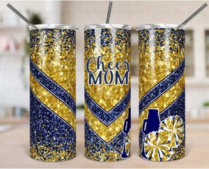 Navy Blue and Gold Cheer Mom Tumbler