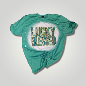 'Lucky & Blessed' Bleached tee