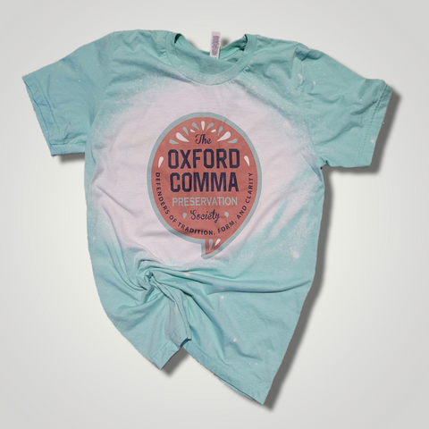 Bleached 'Oxford Comma Preservation  Society' tee