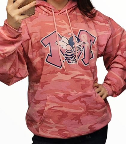 Adult Pink Camo Breast Cancer Awareness Hornets Hoodie