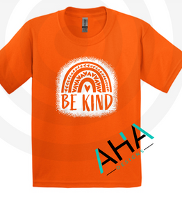 Be Kind Faux Bleached Look Orange Tee [Unity Day Bullying Awareness]
