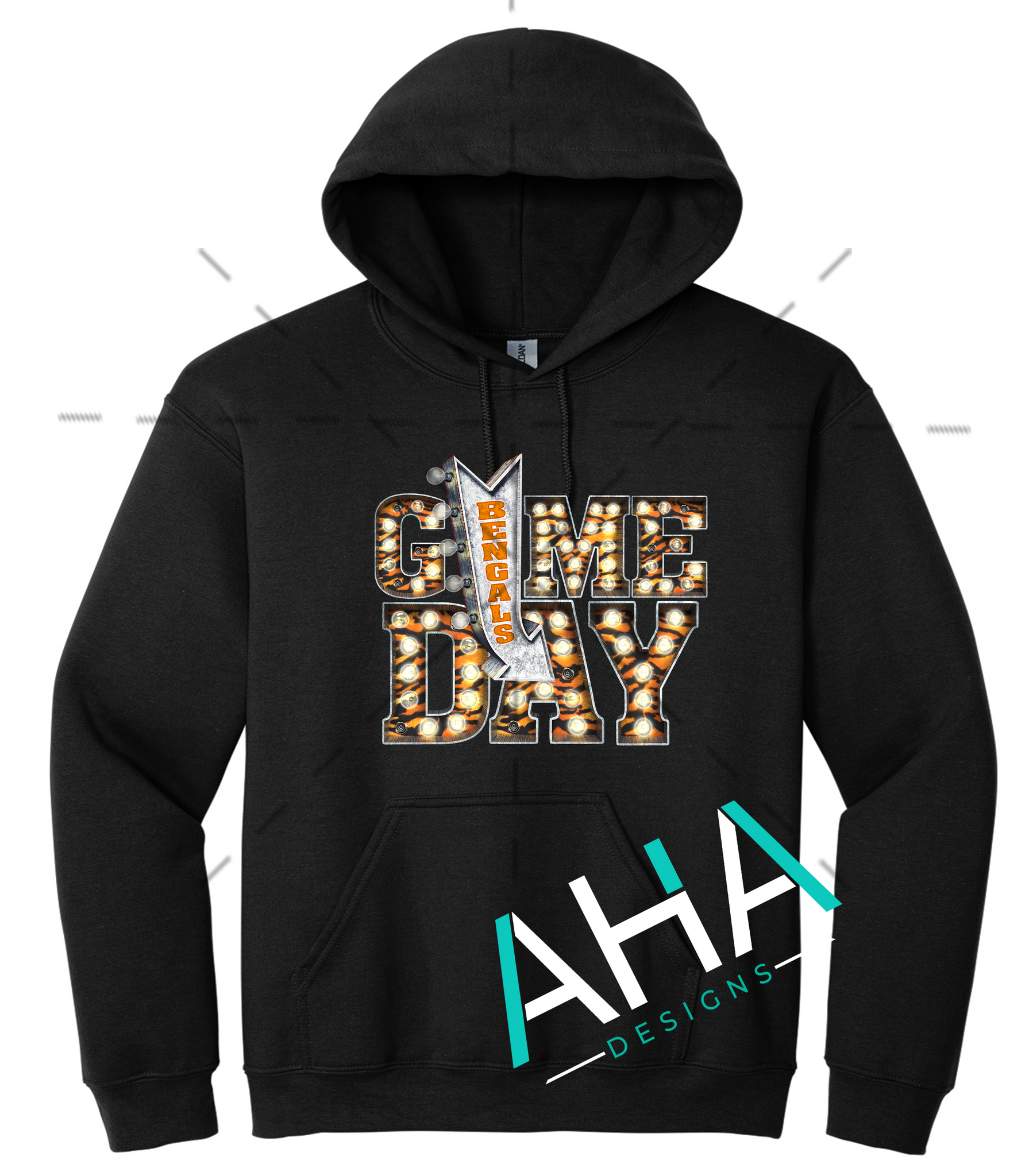 Bengals Game Day Lights Black Hoodie