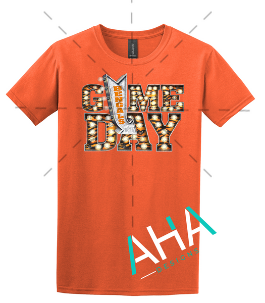 Bengals Game Day Lights Tee (Black/Gray/White/Orange)