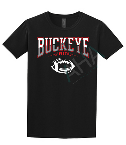 Buckeye Pride with Football Black Tee