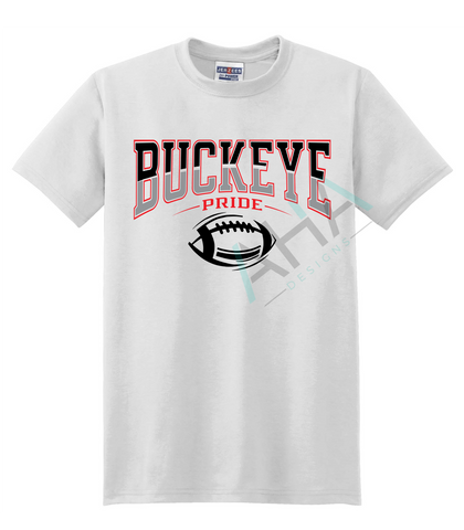 Buckeye Pride with Football White Tee