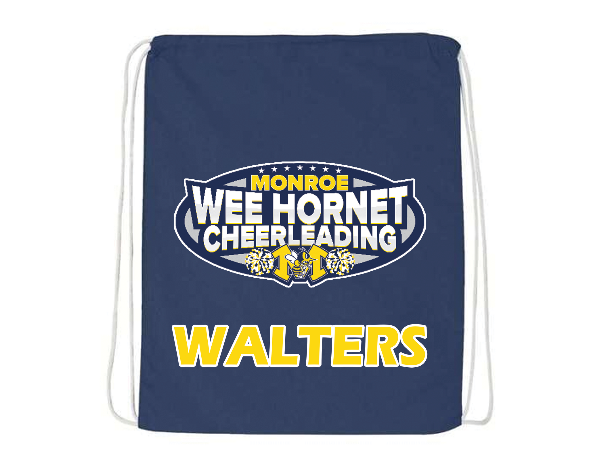 WEE HORNET CHEER Navy Drawstring Bag