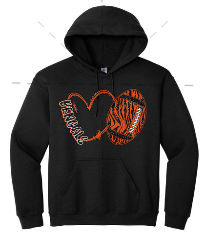 Bengals Leopard Heart Black Hoodie