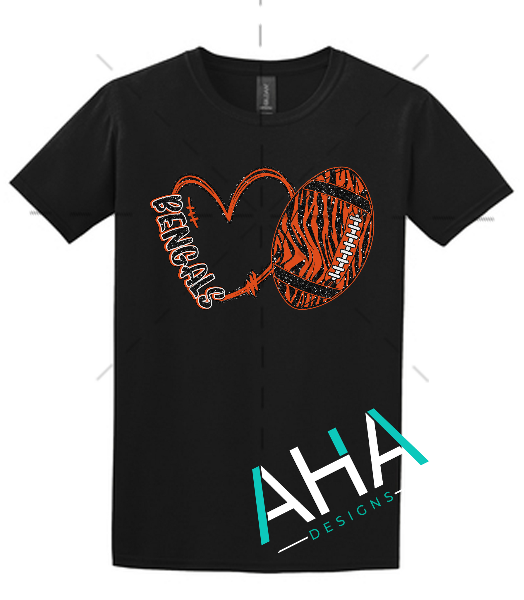Bengals Leopard Heart Black or White Tee