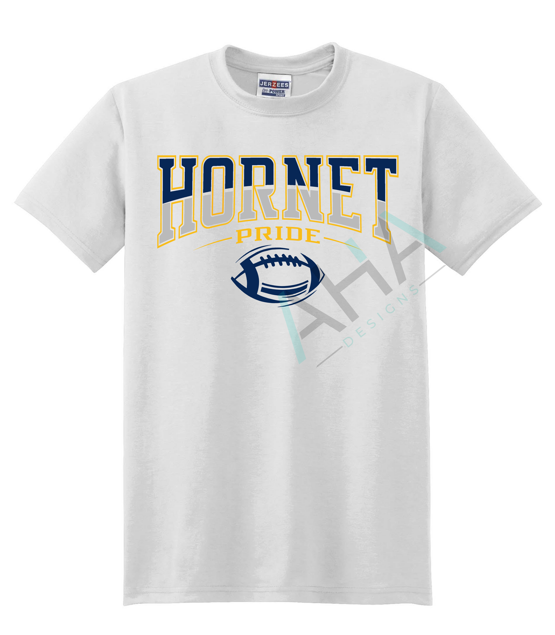 Hornet Pride with Football White Tee with gray