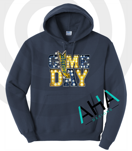 BLUE & GOLD DAY [PRE-ORDER] Hornets Game Day Lights  Hoodie (Navy/Gray/White/Gold)