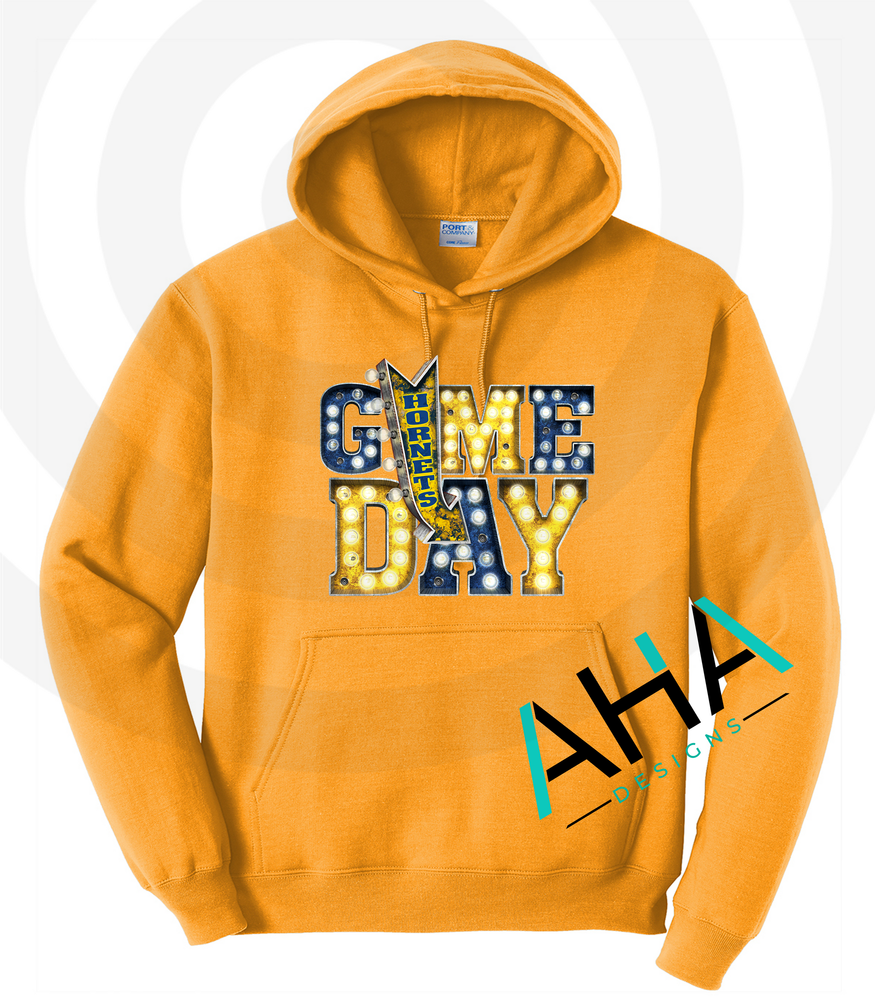 BLUE & GOLD DAY [PRE-ORDER] Hornets Game Day Lights  Hoodie (Navy/Gray/White/Gold)