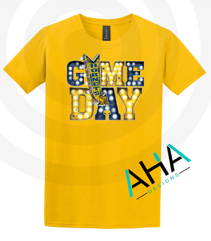 BLUE & GOLD DAY [PRE-ORDER] Hornets Game Day Lights Tee (Navy/Gray/White/Gold)