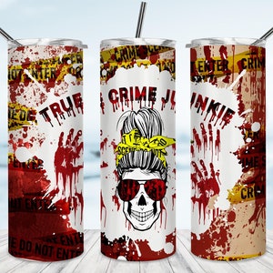 20 oz 'True Crime Junkie' Tumbler with lid and straw