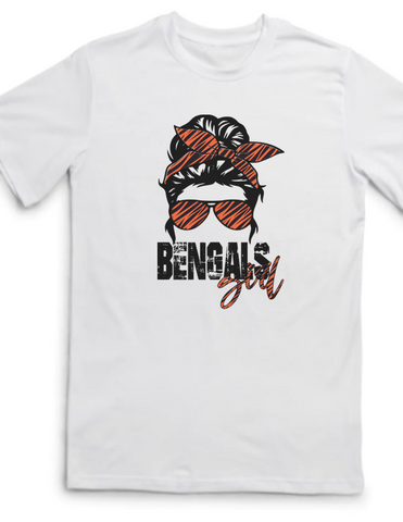 Bengals Girl Messy Bun tee