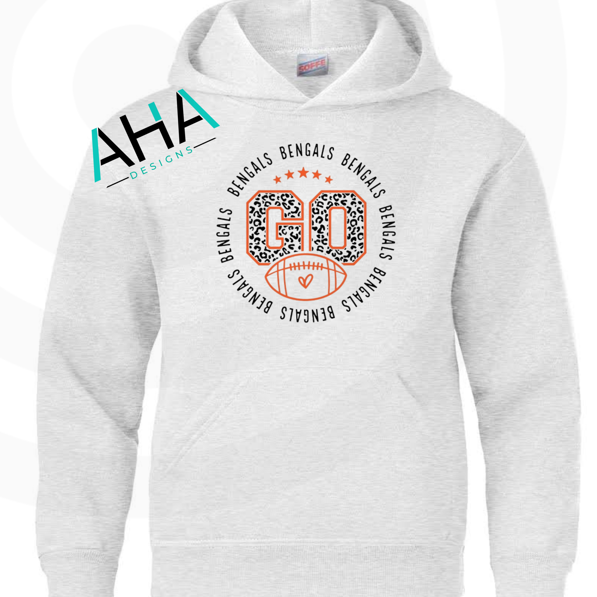 Go Bengals Circle Leopard Hooded Sweatshirt (Gray/White) – AHA Designs LLC