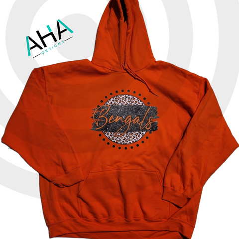 Bengals Faux Glitter Circle Hooded Sweatshirt