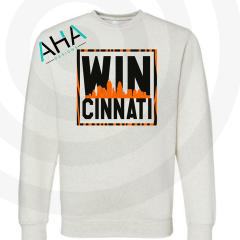 WINCINNATI Crew Sweatshirt  (Gray/White)